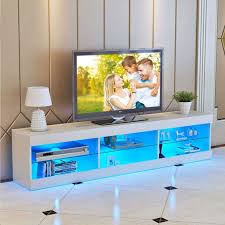 Bright Wooden Glass Crafted Tv Stand