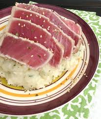sesame seared tuna and wasabi mashed