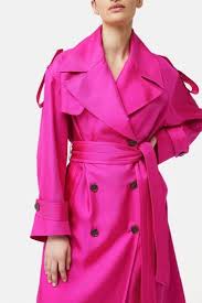 Buy Jigsaw Pink Silk Trench Coat From