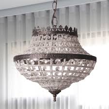 Antiqued Style Urn Shaped Hanging Light 2 Light Crystal Beads Chandelier Pendant Lamp In Coffee Takeluckhome Com