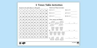 5 times tables worksheet maths resources