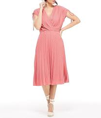 Gal Meets Glam Collection Petite Size Angelica Gingham Chiffon Pleated Midi Dress