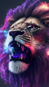 lion roar colorful art 4k wallpaper