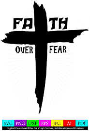 faith over fear rugged cross svg design