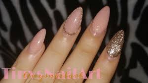 rose gold glitter almond nails you