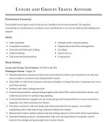 luxury travel consultant resume sle
