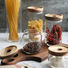 Wooden Lids Kitchen Storage Jars Set