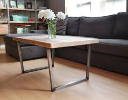 Wood And Steel Coffee Table With Square