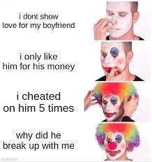 clown applying makeup meme flip