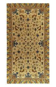 antique hooked rug gold blue and beige