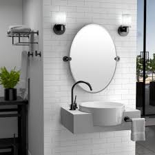 Get free shipping on qualified bath event vanity mirrors or buy online pick up in store today in the bath department. Gatco Latitude 25 In W X 33 In H Framed Oval Beveled Edge Bathroom Vanity Mirror In Matte Black 4249xflg The Home Depot Bathroom Vanity Mirror Bathroom Design Wall Mounted Toilet