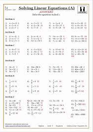 Solving Linear Equations Worksheets Pdf