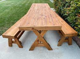 Handcrafted Porch Table Bench Set Solid
