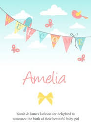 Beautiful Baby Girl Free Announcement Card Template Greetings Island