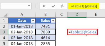 structured references in excel step