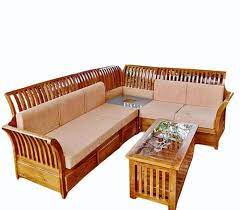 5 Seater Teak Wood Wooden Sofa Set With
