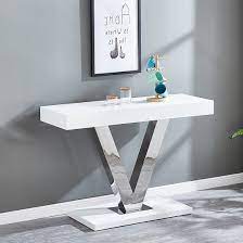 Vera High Gloss Console Table In White