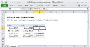 calculate years between dates excel