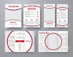 Set Of Folding Brochure A4 Flyer And A Narrow Flyer With Red