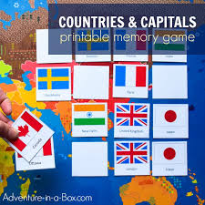 Another great challenge for visual discrimination skill development, match each of these cute monsters with their very individual shadow!. Countries Capitals Of The World Memory Matching Game Adventure In A Box
