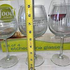 Food Network Wine Glasses Etched Set Of