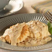 down home sausage gravy over biscuits