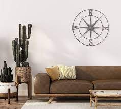 Distressed Iron Compass Wall Art