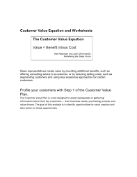 Customer Value Equation And Worksheets