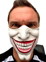 joker face mask white big teeth