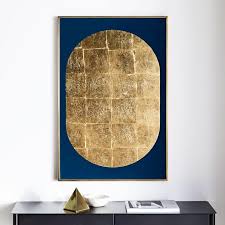 Oval Gilded Moon Navy Wall Art