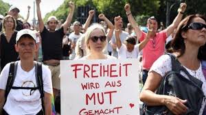 1, 2021, during a protest against coronavirus restrictions. Ribuan Orang Jerman Demo Tolak Aturan Pembatasan Masa Pandemi Virus Corona Warta Kota