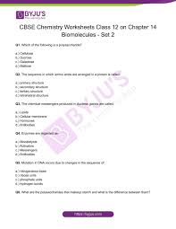 cl 12 chemistry worksheet on chapter