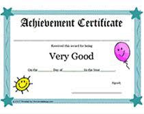 Very Good Student Award Certificate Childrens Awards Certificates