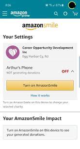 You can use the amazonsmile website or app Amazonsmile On Your Mobile App Career Opportunity Development Inc Codi