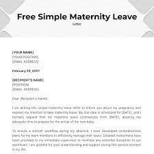 simple maternity leave letter template