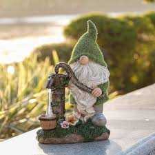 flocked garden gnome statue large