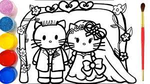 Vẽ Cô Dâu Chú Rể Hello Kitty Và tô màu | Bé tập vẽ | Hello kitty's wedding  Drawing and coloring - YouTube