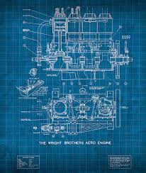 Wright Brothers Aero Engine Vintage Patent Blueprint Art Print By
