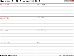Weekly Calendar 2018 For Word 12 Free Printable Templates