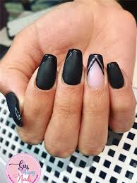 black v shape french tip nails soso