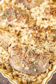 The dry blend saves measuring time by as a coating, lipton onion soup mix teams with breadcrumbs to create a savory crust on baked pork chops. No Peek Pork Chops Rice Plain Chicken