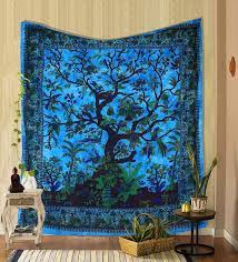 Tapestry Blue Tree Of Life Wall Hanging