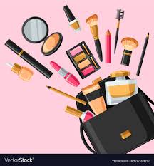 skincare and makeup out of bag vector image
