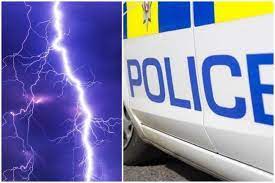 The boy was hit at around 5pm on a football field during a freak thunderstorm in blackpool, lancashire. Znd2gwsmwo46om