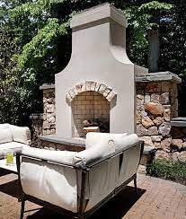 Outdoor Stucco Fireplace Oasis