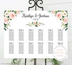 Wedding Seating Chart Poster Landscape 24x18 Blush Florals Edit Online