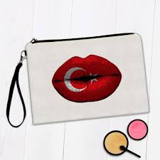 gift makeup bag lips turkish flag