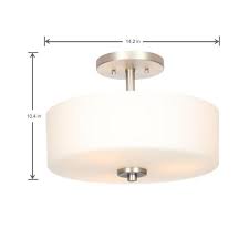 Ceiling light covers ceiling light covers check out our ceiling light cover selection for the very best in unique or custom, handmade. Hampton Bay 14 In 3 Light Brushed Nickel Semi Flush Mount With White Glass Drum Shade 89543 The Home Depot