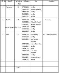 2021 calendar in printable format with: Primary School Academic Calendar 2020 2021 Andhra Pradesh Apteachers Website