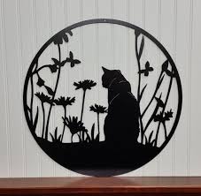Cat Silhouette Flower Wall Art Cat Signs